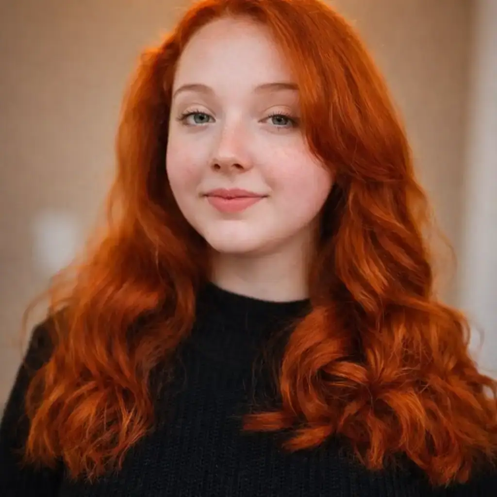 Resultado de colorimetria com tom ruivo vibrante